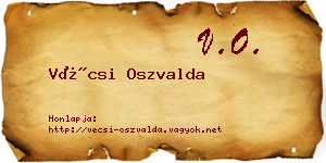 Vécsi Oszvalda névjegykártya